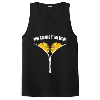 Stop Staring At My Tacos Zip Funny PosiCharge Competitor Tank