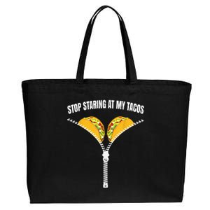 Stop Staring At My Tacos Zip Funny Cotton Canvas Jumbo Tote