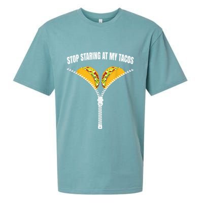 Stop Staring At My Tacos Zip Funny Sueded Cloud Jersey T-Shirt