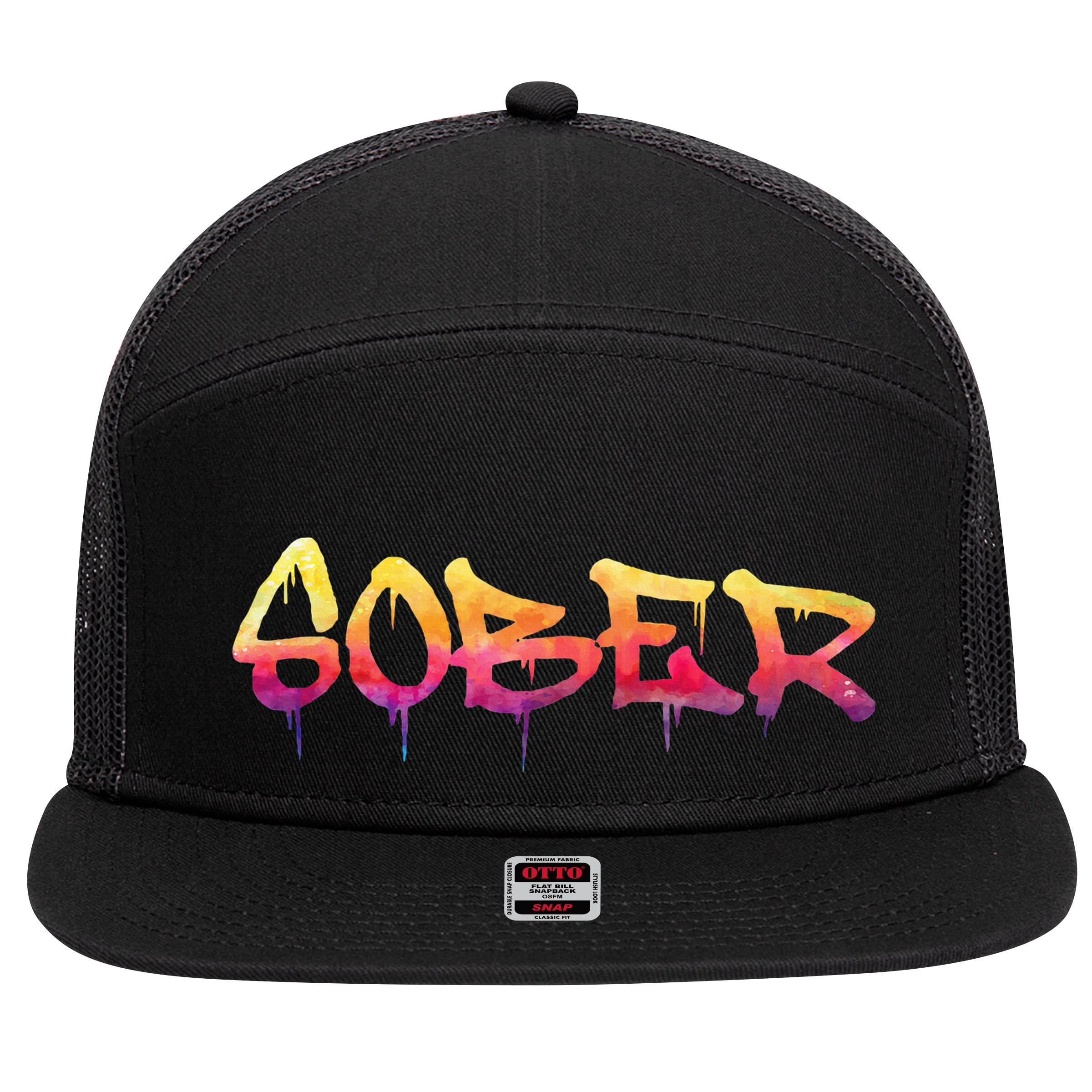 Sober Sobriety Anniversary Recovery Sober Aa Na 7 Panel Mesh Trucker Snapback Hat
