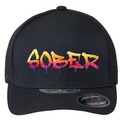 Sober Sobriety Anniversary Recovery Sober Aa Na Flexfit Unipanel Trucker Cap