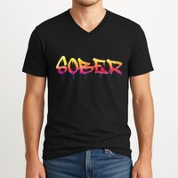 Sober Sobriety Anniversary Recovery Sober Aa Na V-Neck T-Shirt
