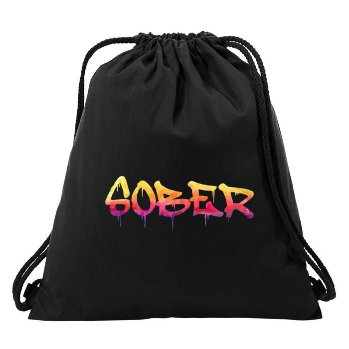 Sober Sobriety Anniversary Recovery Sober Aa Na Drawstring Bag