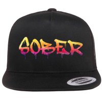 Sober Sobriety Anniversary Recovery Sober Aa Na Flat Bill Trucker Hat