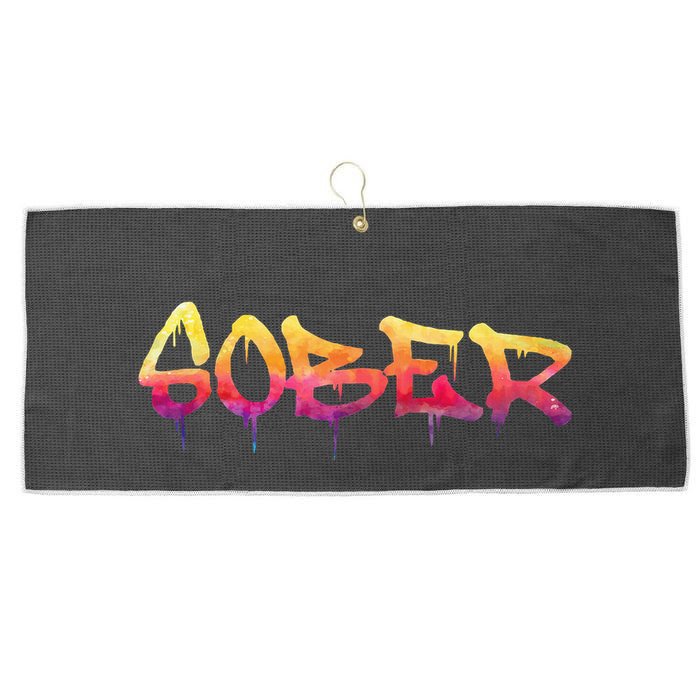 Sober Sobriety Anniversary Recovery Sober Aa Na Large Microfiber Waffle Golf Towel