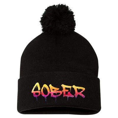 Sober Sobriety Anniversary Recovery Sober Aa Na Pom Pom 12in Knit Beanie