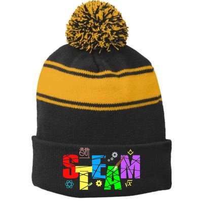 STEAM Science and Art STEM Creativity Maker Stripe Pom Pom Beanie