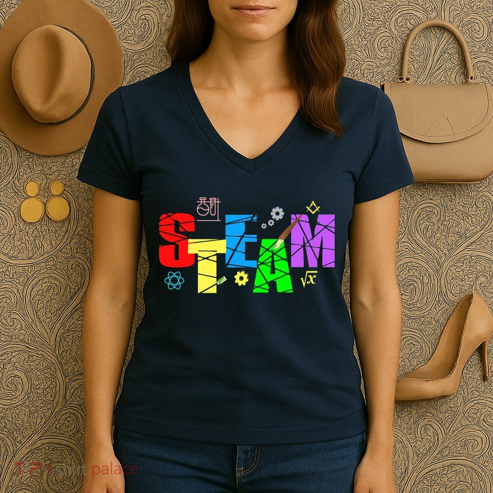STEAM Science and Art STEM Creativity Maker Women's V-Neck T-Shirt
