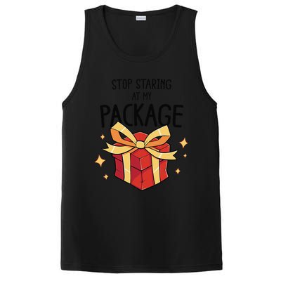 Stop Staring At My Package Funny Rude Xmas Christmas PosiCharge Competitor Tank