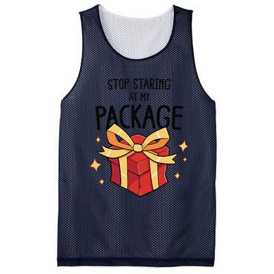 Stop Staring At My Package Funny Rude Xmas Christmas Mesh Reversible Basketball Jersey Tank