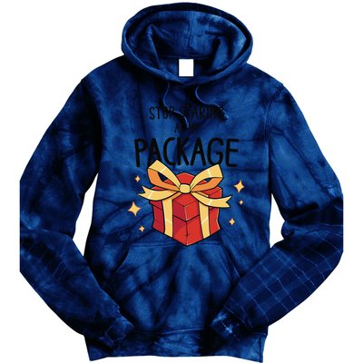 Stop Staring At My Package Funny Rude Xmas Christmas Tie Dye Hoodie