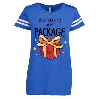 Stop Staring At My Package Funny Rude Xmas Christmas Enza Ladies Jersey Football T-Shirt