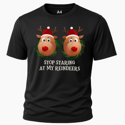 Stop Staring At My Reindeers Ugly Gag Xmas Sweater Christmas Performance Shirt