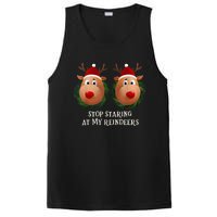 Stop Staring At My Reindeers Ugly Gag Xmas Sweater Christmas PosiCharge Competitor Tank