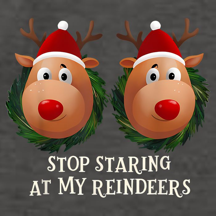 Stop Staring At My Reindeers Ugly Gag Xmas Sweater Christmas Vector Backpack
