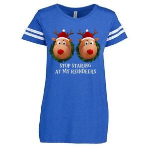 Stop Staring At My Reindeers Ugly Gag Xmas Sweater Christmas Enza Ladies Jersey Football T-Shirt