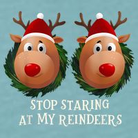 Stop Staring At My Reindeers Ugly Gag Xmas Sweater Christmas Sueded Cloud Jersey T-Shirt