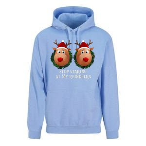 Stop Staring At My Reindeers Ugly Gag Xmas Sweater Christmas Unisex Surf Hoodie