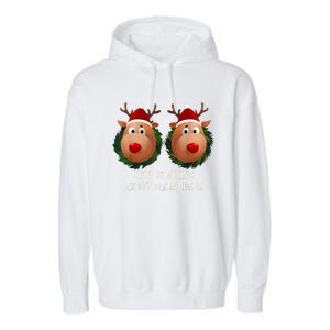 Stop Staring At My Reindeers Ugly Gag Xmas Sweater Christmas Garment-Dyed Fleece Hoodie