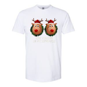 Stop Staring At My Reindeers Ugly Gag Xmas Sweater Christmas Softstyle CVC T-Shirt