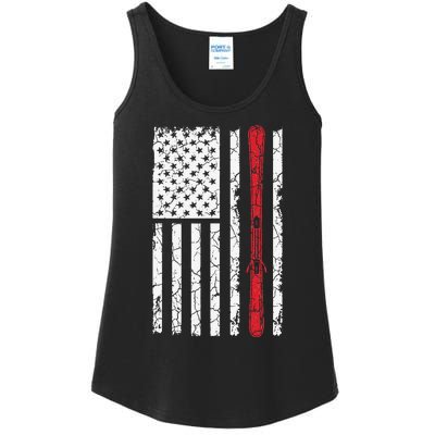 Ski Skiier American Flag Skiing USA  Ladies Essential Tank