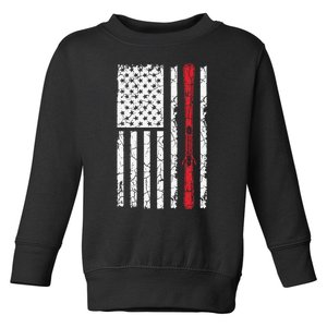 Ski Skiier American Flag Skiing USA  Toddler Sweatshirt