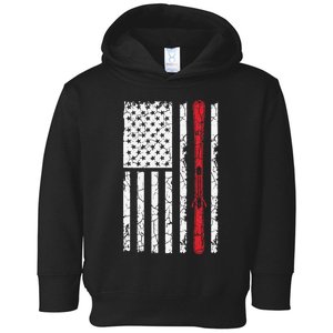 Ski Skiier American Flag Skiing USA  Toddler Hoodie