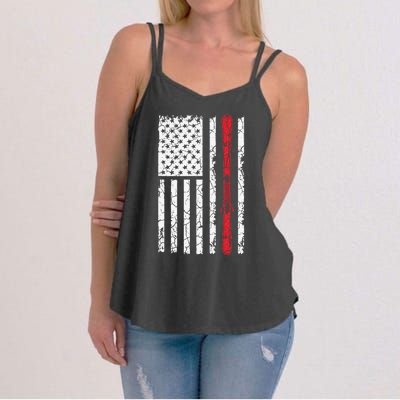 Ski Skiier American Flag Skiing USA  Women's Strappy Tank