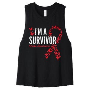 Survivor Stroke Awareness Stroke Survivor Women's Racerback Cropped Tank