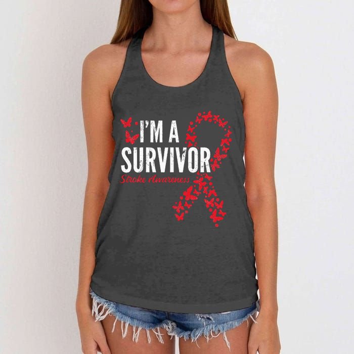 Survivor Stroke Awareness Stroke Survivor Women's Knotted Racerback Tank