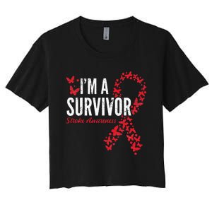 Survivor Stroke Awareness Stroke Survivor Women's Crop Top Tee