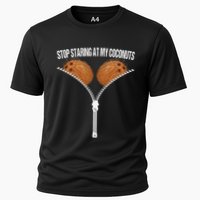 Stop Staring At My Coconuts Beach Summer Coconut Bra Adult Cooling Performance Crew T-Shirt