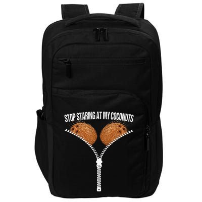 Stop Staring At My Coconuts Beach Summer Coconut Bra Adult Impact Tech Backpack