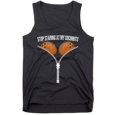 Stop Staring At My Coconuts Beach Summer Coconut Bra Adult Tank Top