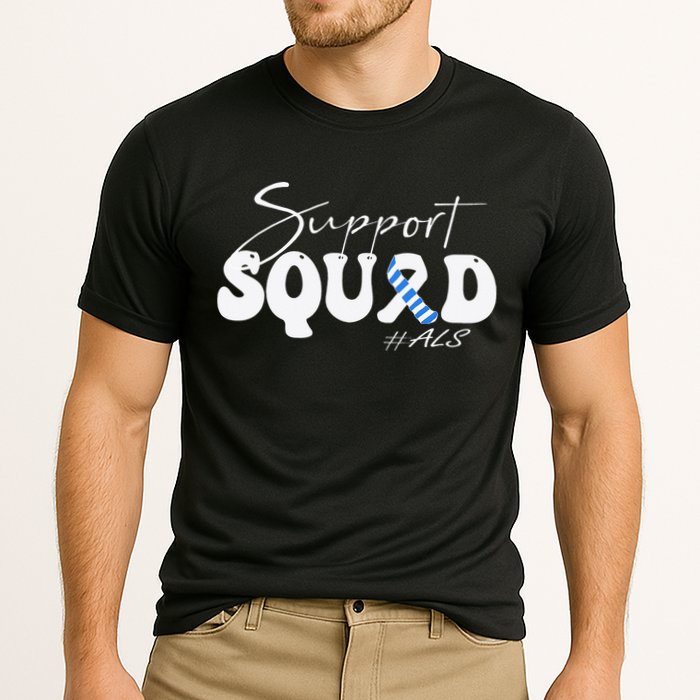 Support Squad ALS Awareness Blue & White Ribbon Cooling Performance Crew T-Shirt