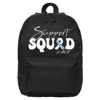 Support Squad ALS Awareness Blue & White Ribbon 16 in Basic Backpack