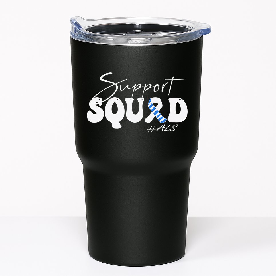 Support Squad ALS Awareness Blue & White Ribbon Tumbler