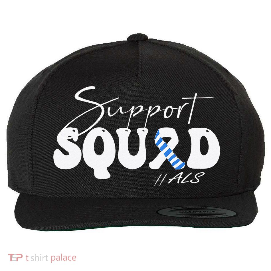 Support Squad ALS Awareness Blue & White Ribbon Wool Snapback Cap