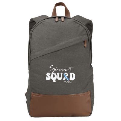 Support Squad ALS Awareness Blue & White Ribbon Cotton Canvas Backpack