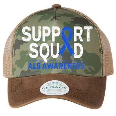 Support Squad ALS Awareness Month Blue Ribbon Support Team Legacy Tie Dye Trucker Hat