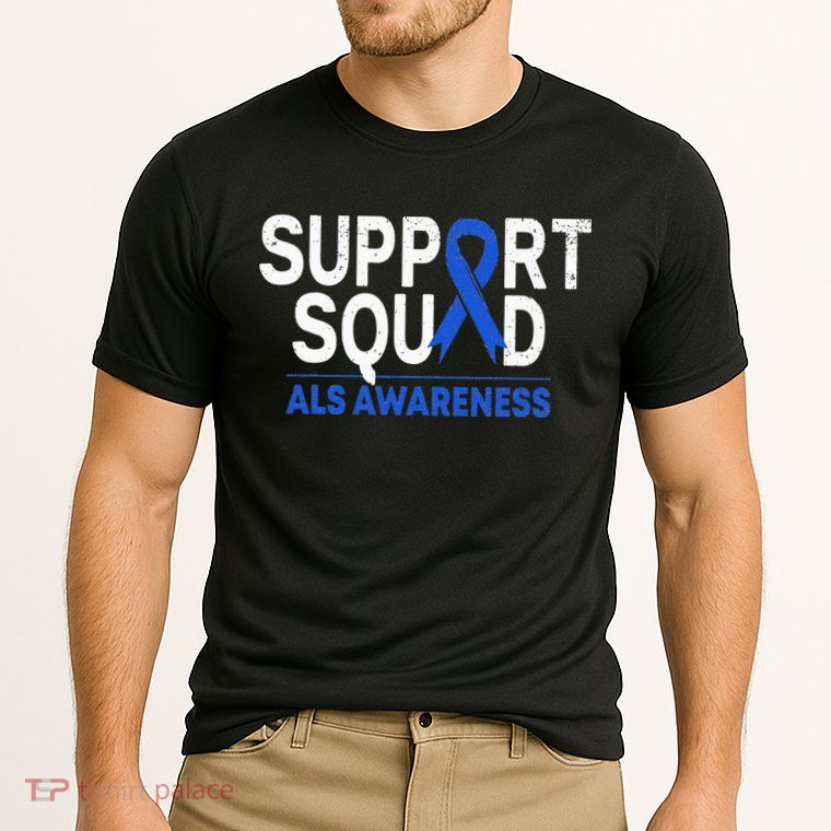 Support Squad ALS Awareness Month Blue Ribbon Support Team Performance Shirt