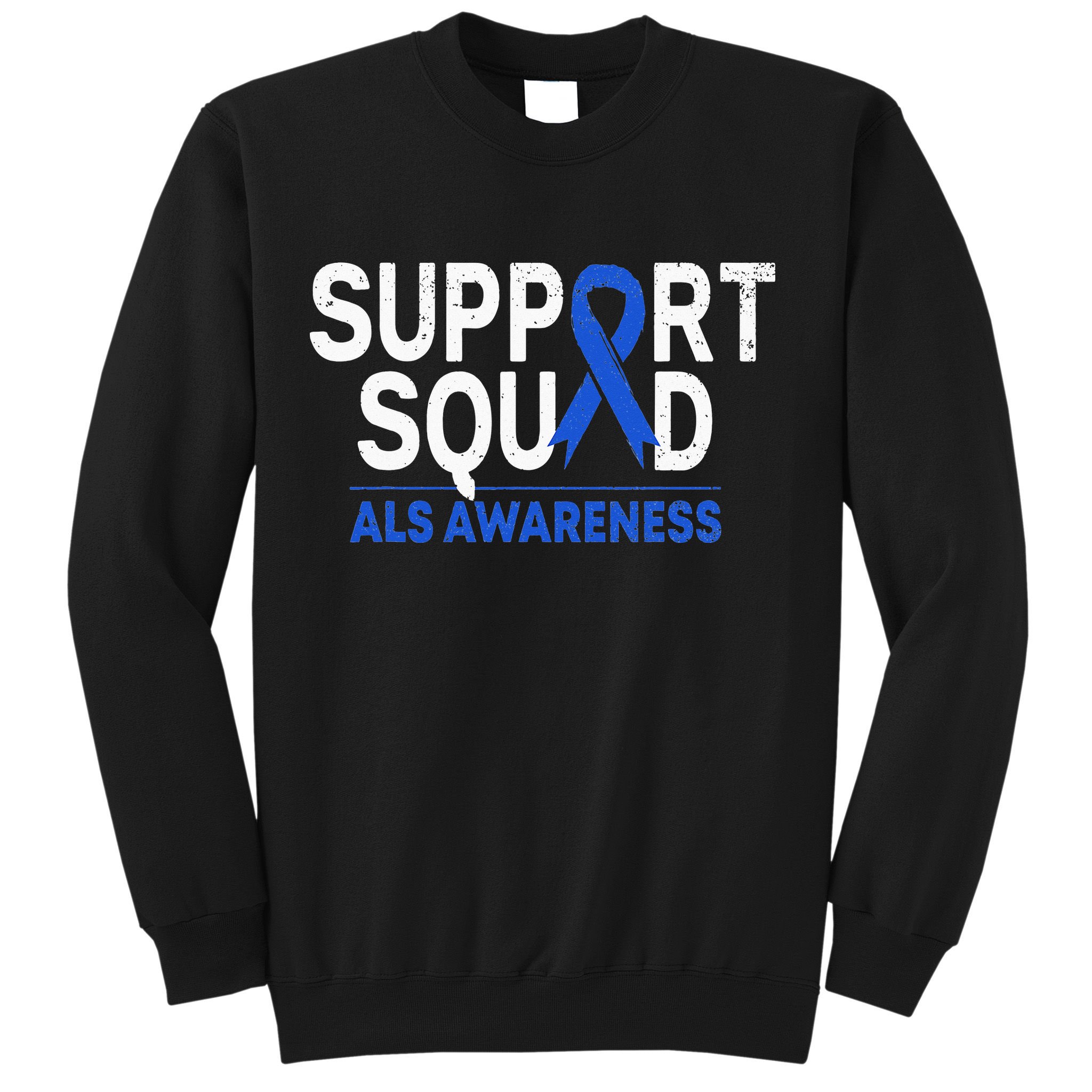 Support Squad ALS Awareness Month Blue Ribbon Support Team Sweatshirt