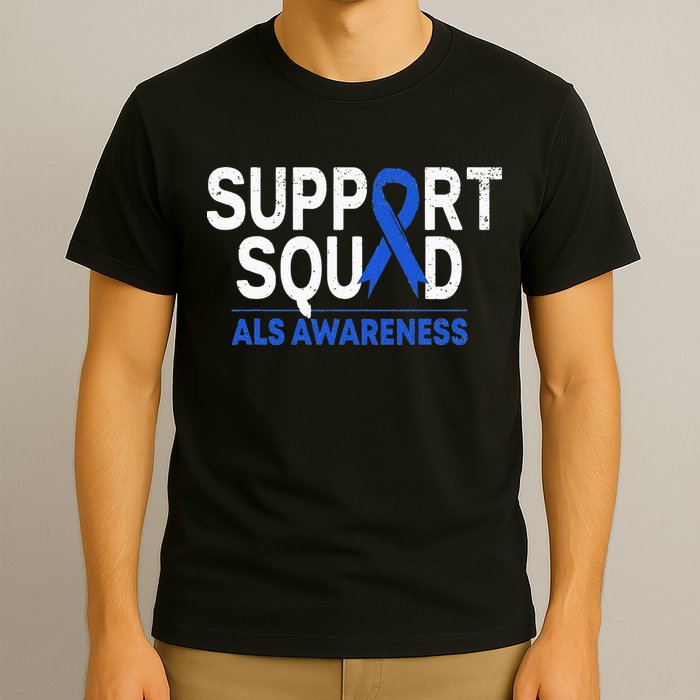Support Squad ALS Awareness Month Blue Ribbon Support Team T-Shirt