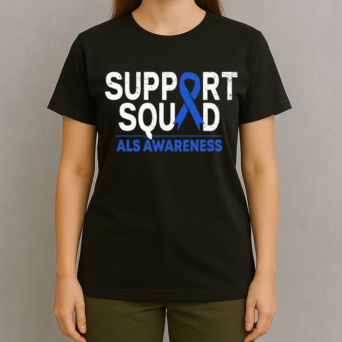 Support Squad ALS Awareness Month Blue Ribbon Support Team T-Shirt