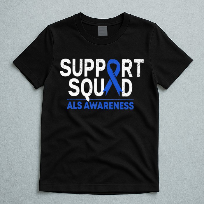 Support Squad ALS Awareness Month Blue Ribbon Support Team T-Shirt