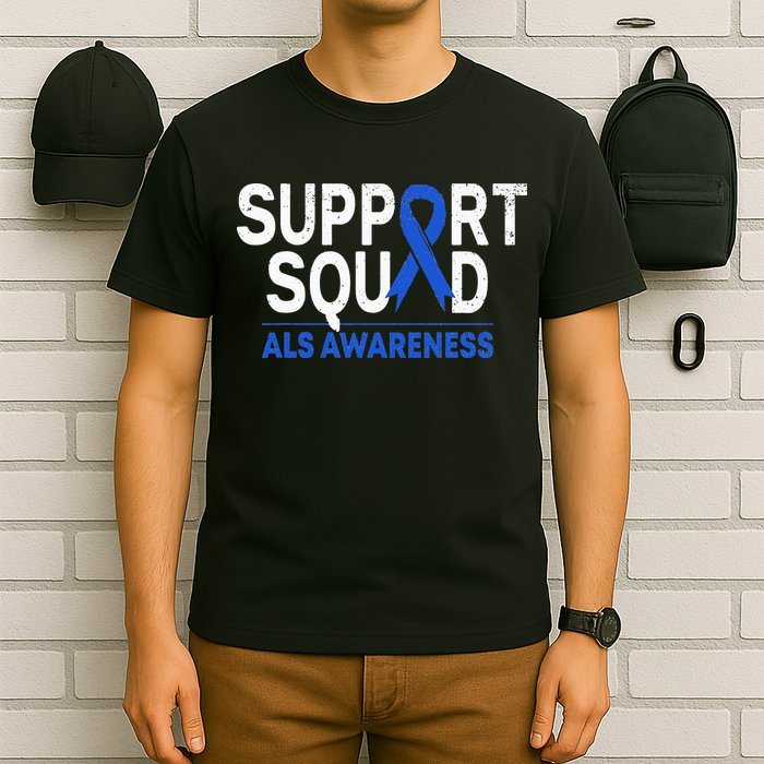 Support Squad ALS Awareness Month Blue Ribbon Support Team T-Shirt