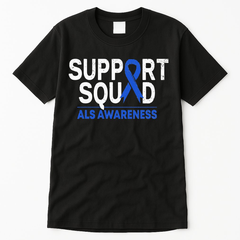 Support Squad ALS Awareness Month Blue Ribbon Support Team Tall T-Shirt