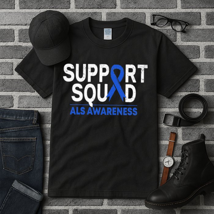 Support Squad ALS Awareness Month Blue Ribbon Support Team Tall T-Shirt