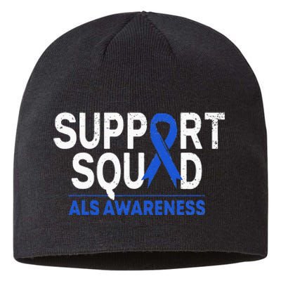 Support Squad ALS Awareness Month Blue Ribbon Support Team Sustainable Beanie