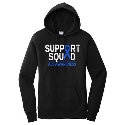 Support Squad ALS Awareness Month Blue Ribbon Support Team Women's Pullover Hoodie